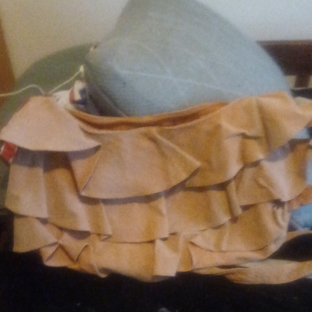 Tan Ruffled Shoulder Bag